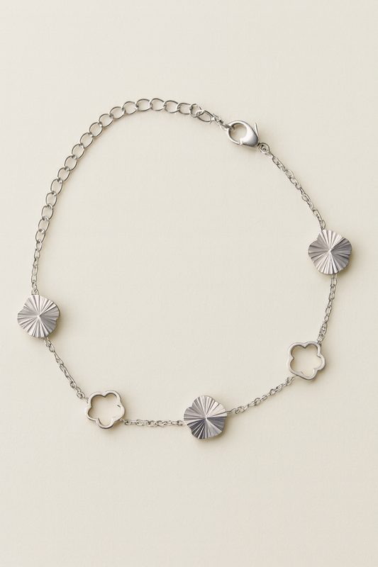 Stainless Steel Silver Clover Charm Bracelet