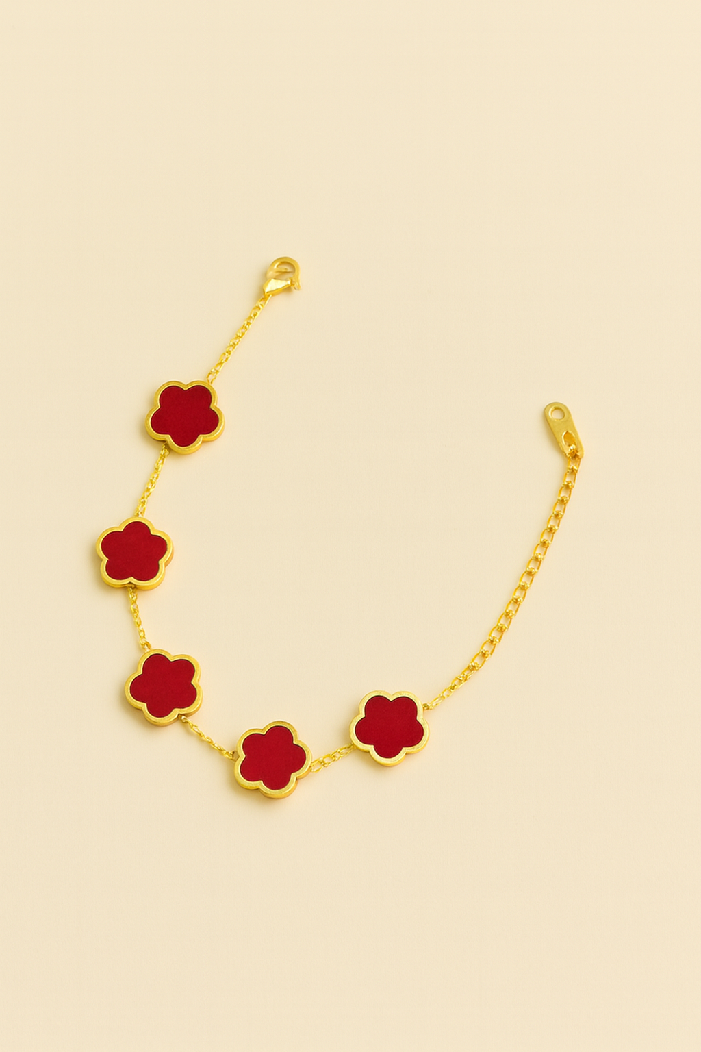 Waterproof Clover Charm Bracelet | Gold Stainless Steel Enamel Bracelet | Simply Sajavat Manchester