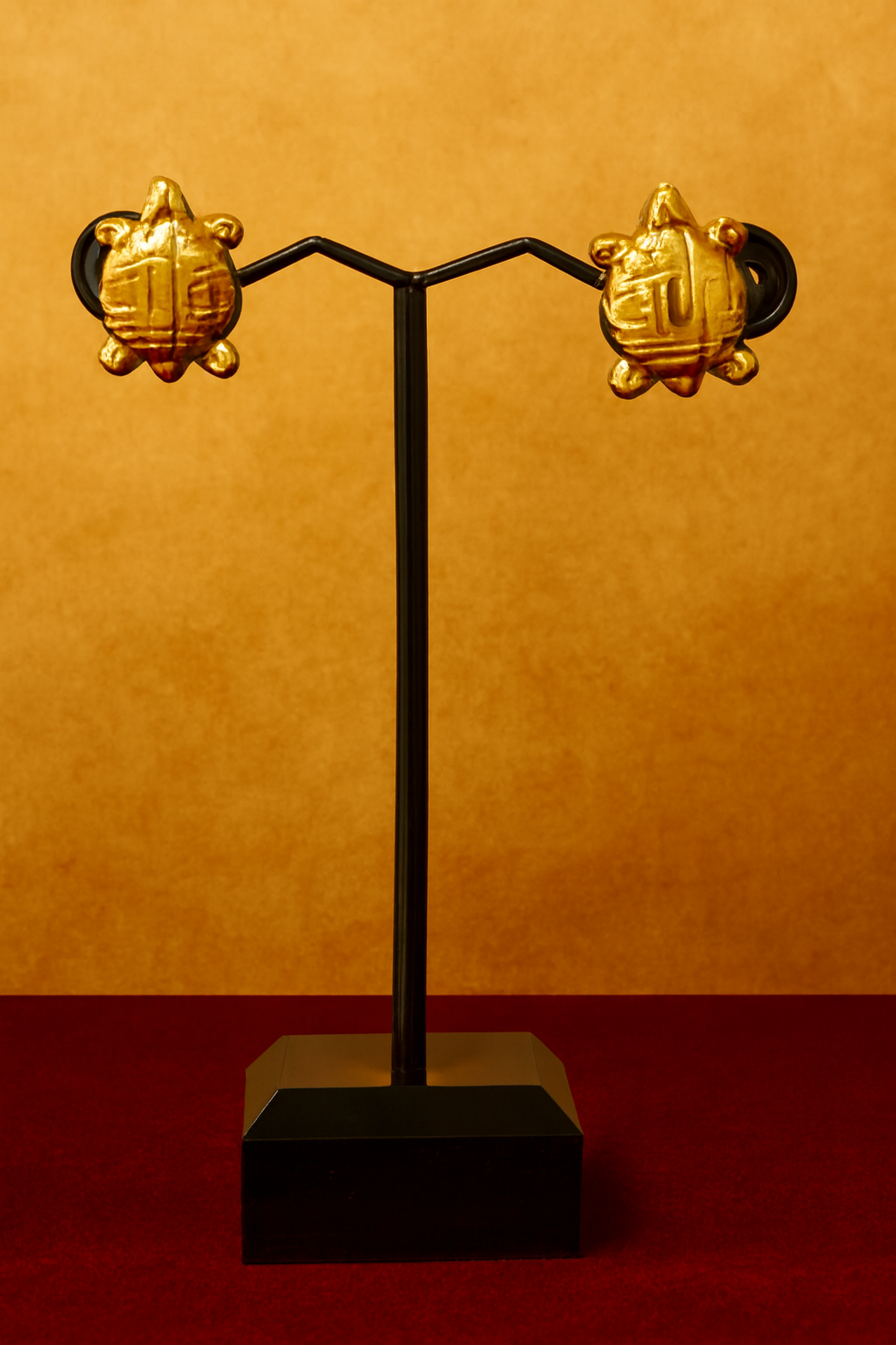 Golden Tortoise Brass Ear Studs