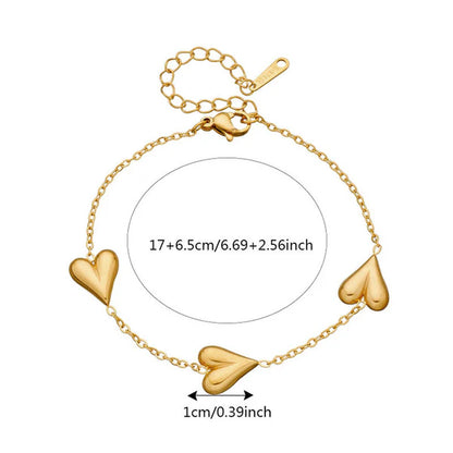Gold-Plated Anti Tarnish Heart Themed Bracelet