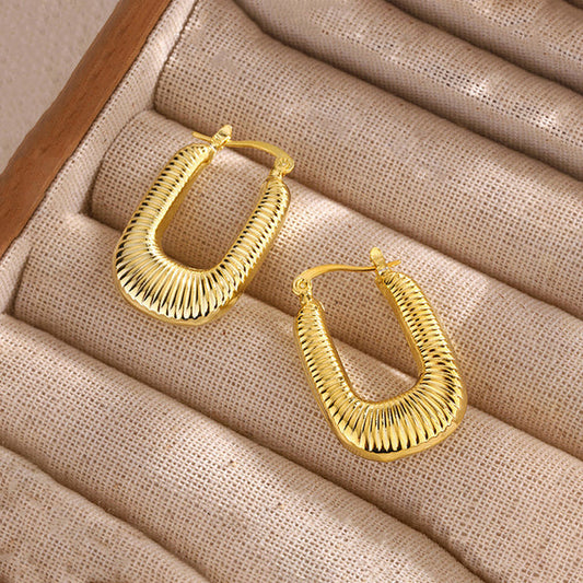 Waterproof Gold Geometrical Hoop Earrings | Anti-Tarnish Stainless Steel Hoops | Simply Sajavat Manchester