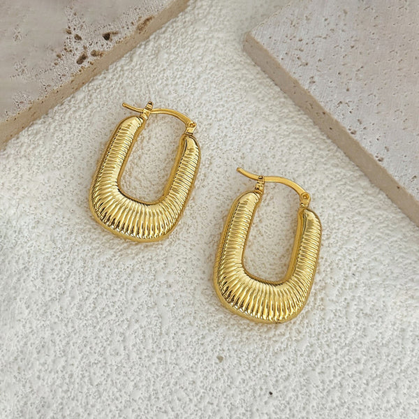 Waterproof Gold Geometrical Hoop Earrings | Anti-Tarnish Stainless Steel Hoops | Simply Sajavat Manchester