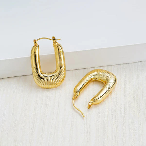 Waterproof Gold Geometrical Hoop Earrings | Anti-Tarnish Stainless Steel Hoops | Simply Sajavat Manchester