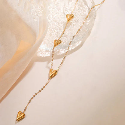 Gold-Plated Anti Tarnish Heart Themed Long Necklace