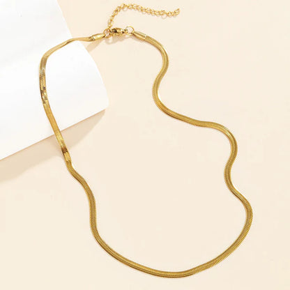 Gold Plated Anti Tarnish Stainless Steel Flat Snake Chain Necklace