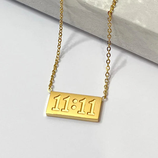 Gold-Plated Anti Tarnish 11:11 Angel Make a Wish Stainless Steel Pendant Gold