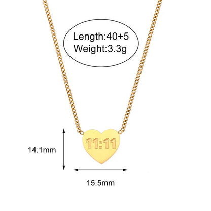 Gold-Plated Anti Tarnish 11:11 Heart Themed Angel Make a Wish Pendant Gold