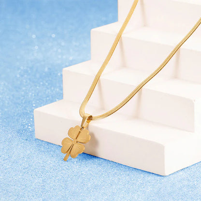 Gold Plated Stainless Steel Anti Tarnish Clover Themed Pendant