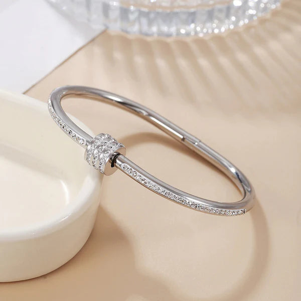 Waterproof Triple Row Crystal Bangle | Anti-Tarnish Gold Stainless Steel | Simply Sajavat Manchester