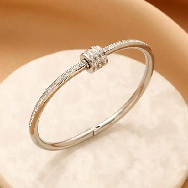 Waterproof Triple Row Crystal Bangle | Anti-Tarnish Gold Stainless Steel | Simply Sajavat Manchester