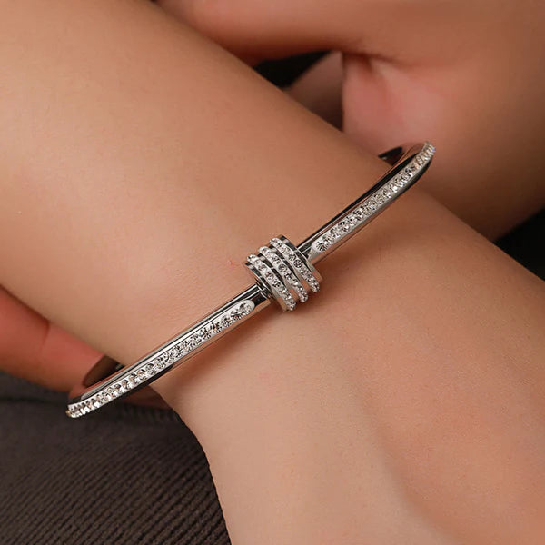 Waterproof Triple Row Crystal Bangle | Anti-Tarnish Gold Stainless Steel | Simply Sajavat Manchester