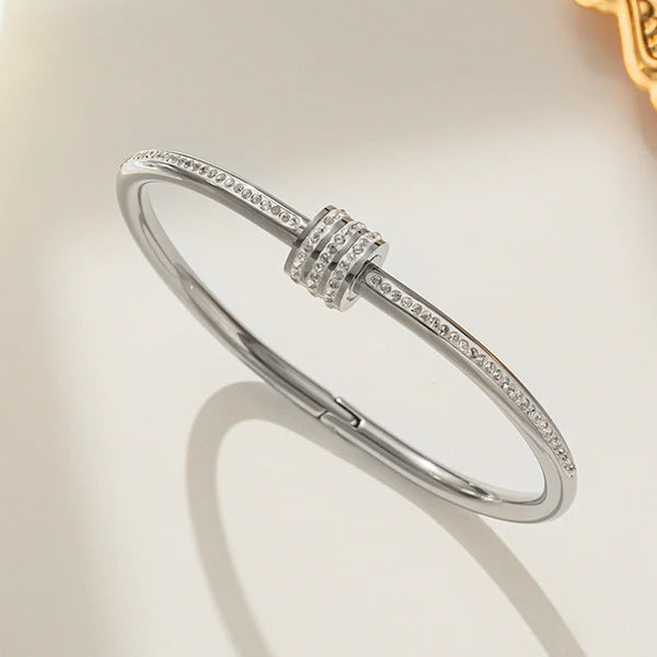 Waterproof Triple Row Crystal Bangle | Anti-Tarnish Gold Stainless Steel | Simply Sajavat Manchester
