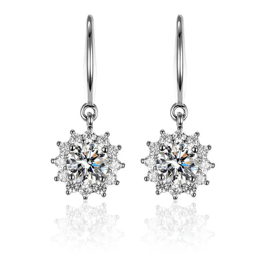 Silver Plated Crystal Studded Anti Tarnish Floral Solitaire Drop Earrings Free Size