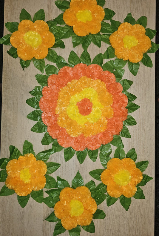 Marigold rangoli mat