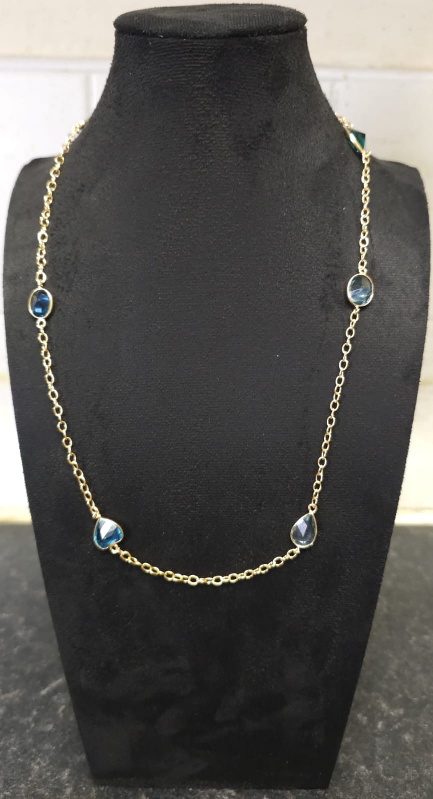 Golden Brass Chain Necklace | Gemstone Accent Solid Metal Necklace | Simply Sajavat Manchester