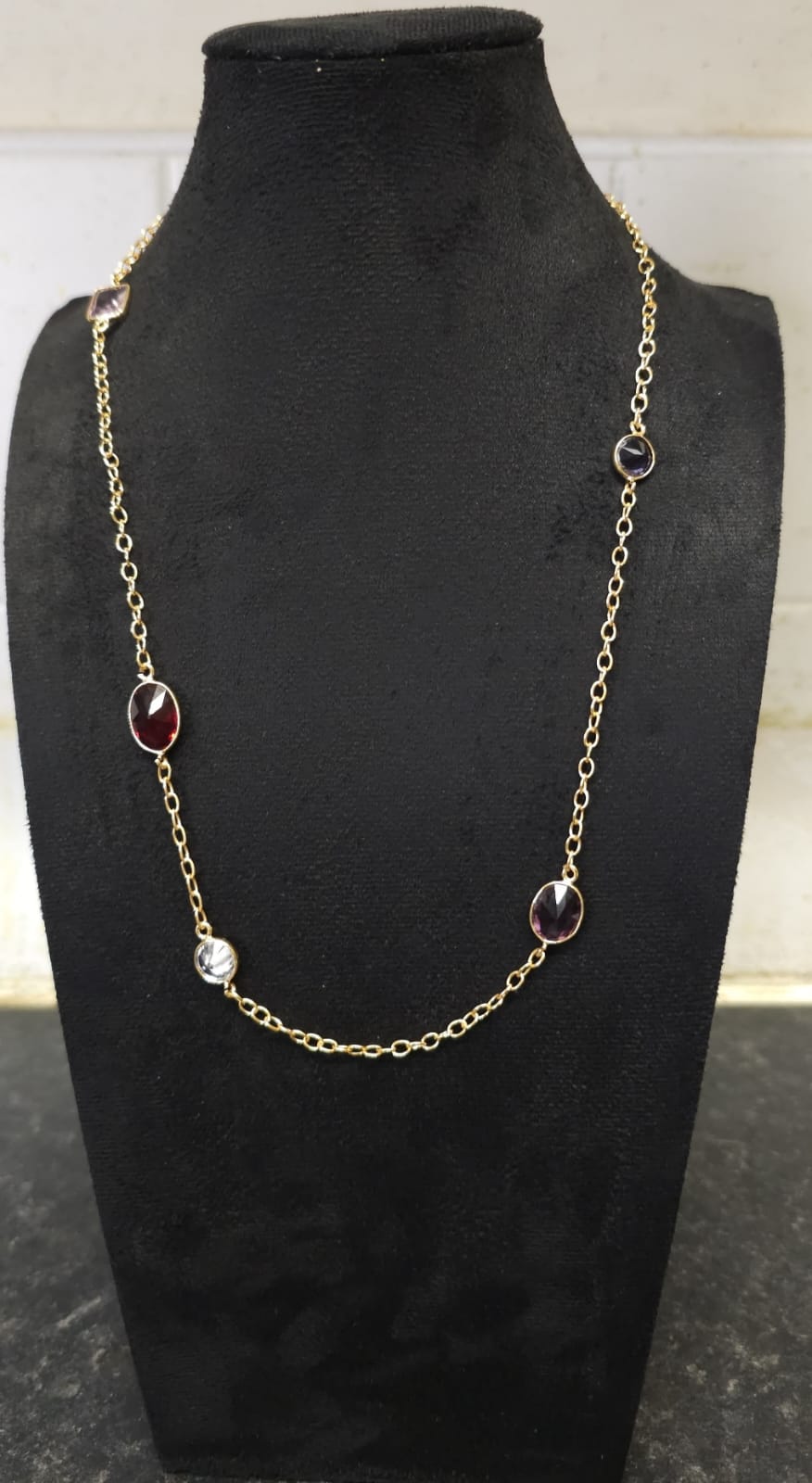 Golden Brass Chain Necklace | Gemstone Accent Solid Metal Necklace | Simply Sajavat Manchester