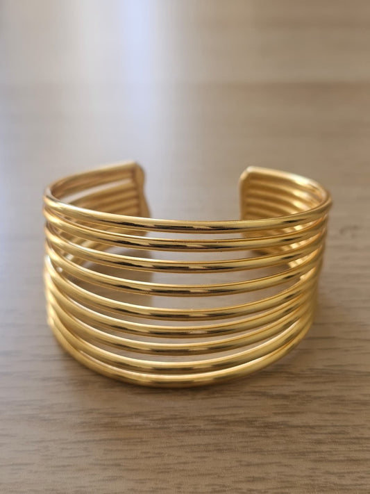 Zavar Multi-Row Indian Brass Cuff – Hand-Finished Statement Bangle