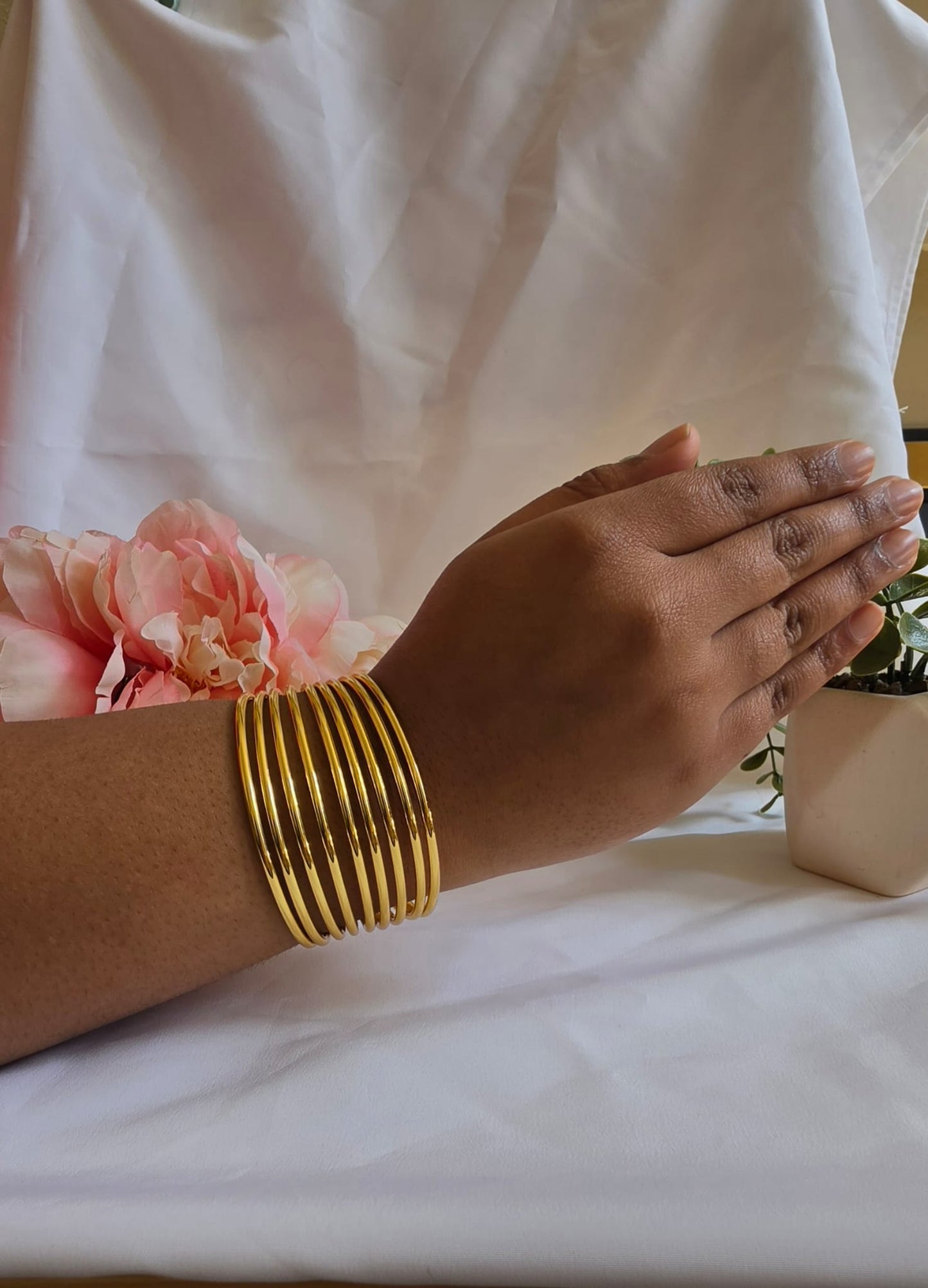 Zavar Multi-Row Indian Brass Cuff – Hand-Finished Statement Bangle