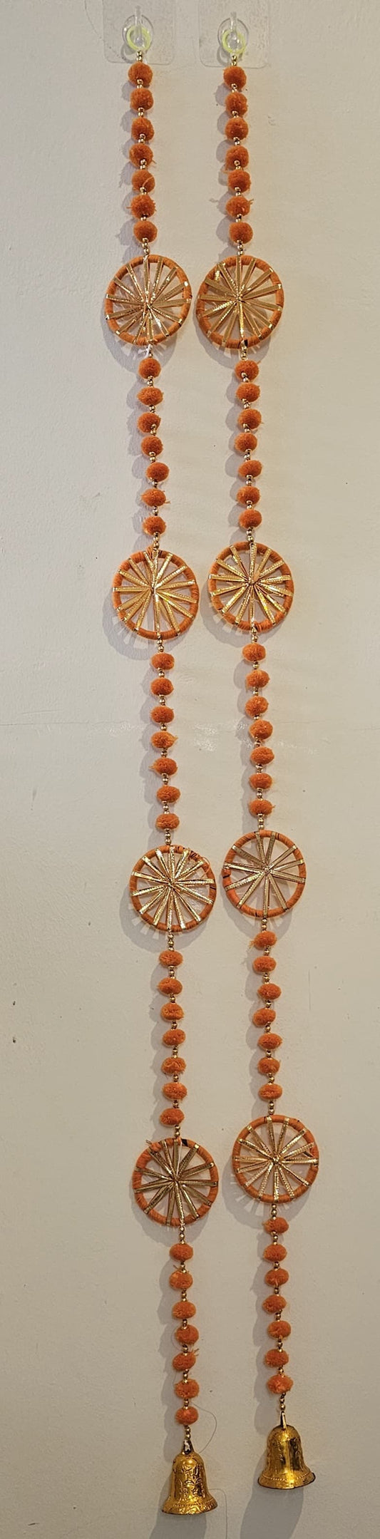Orange Bead and Golden Medallion Door Hanging - Set of 2
