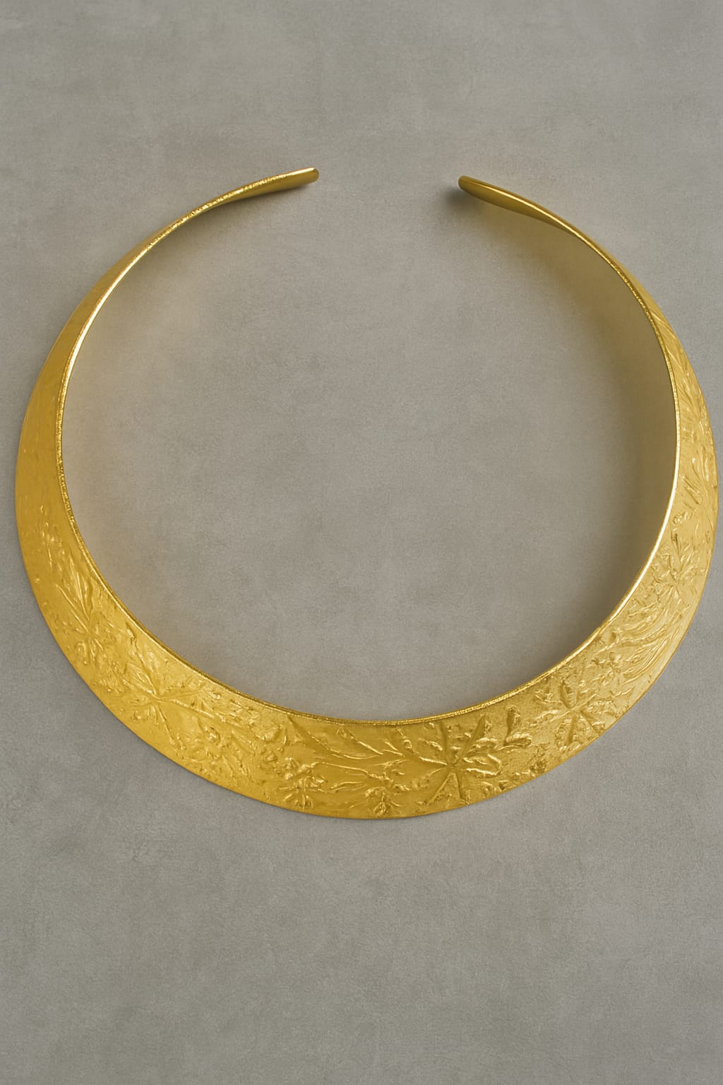 Textured Floral Embossed Hasli Necklace | Statement Flat Gold and Sliver Collar | Simply Sajavat Manchester