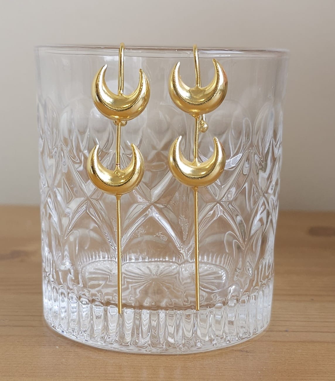 Golden Brass Crescent Moon Ear Cuffs | Solid Metal Celestial Wrap Earrings | Simply Sajavat Manchester