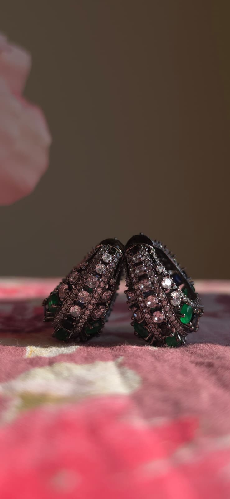Statement Crystal & Bead Drop Earrings | Vibrant Green, Pink & Multicolor | Simply Sajavat Manchester
