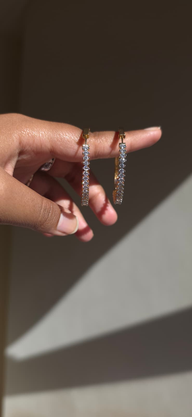Classic Gold American Diamond Hoop Earrings | Sparkling Cubic Zirconia Huggie Hoops | Simply Sajavat Manchester