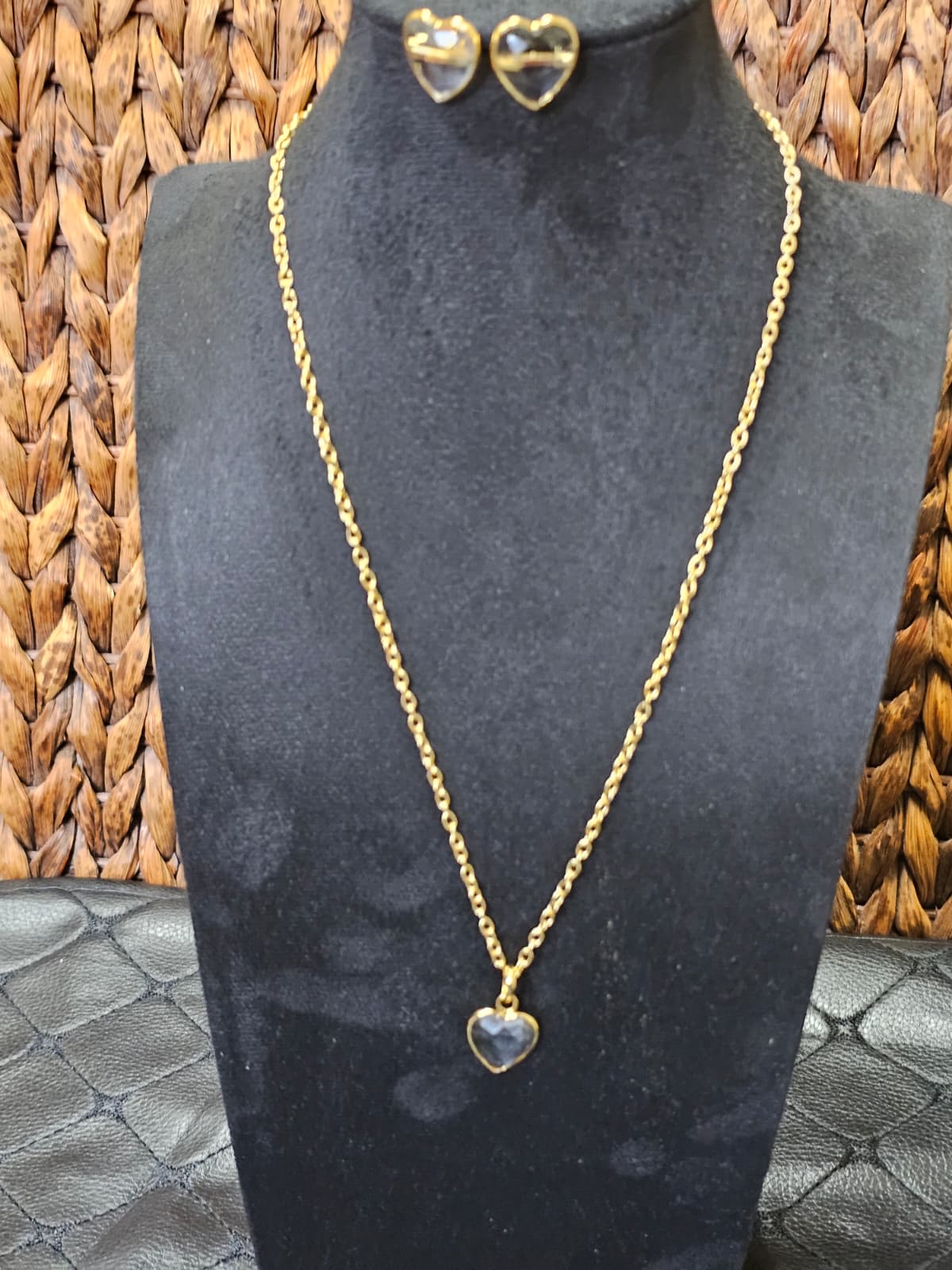 Gold Heart Pendant & Earring Set | Brass Anti-Tarnish Jewellery | 18K Gold Plated Romantic Gift Set | Simply Sajavat Manchester