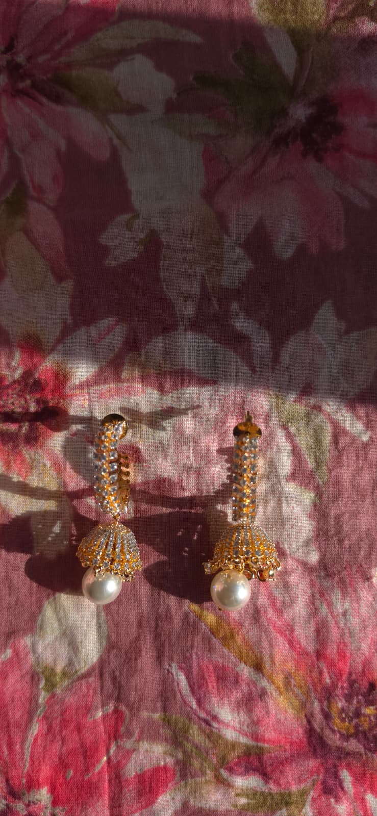 Ornate Gold Pearl Drop Earrings | Handcrafted Traditional Kundan Statement Earrings | Simply Sajavat Manchester