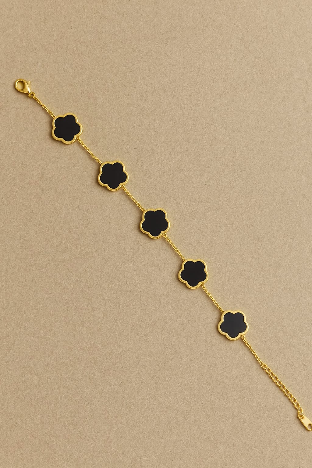 Waterproof Clover Charm Bracelet | Gold Stainless Steel Enamel Bracelet | Simply Sajavat Manchester