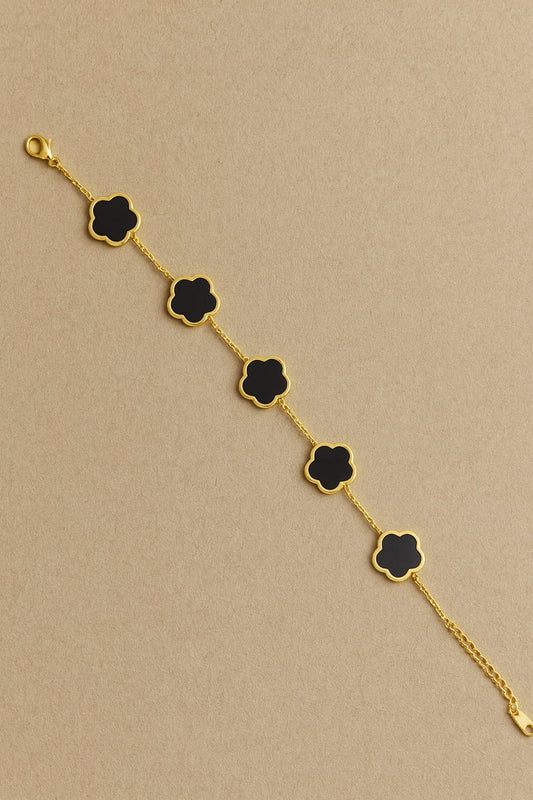 Waterproof Clover Charm Bracelet | Gold Stainless Steel Enamel Bracelet | Simply Sajavat Manchester