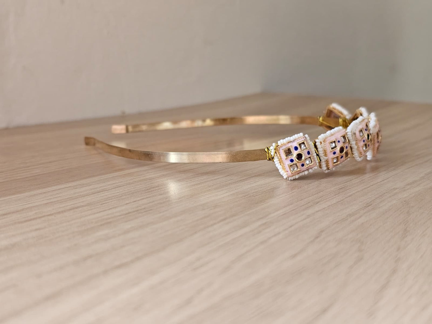 Simply Sajavat Floral Kundan Hairband | Hand-Finished Crystal Flower Headband | Gold-Tone Festive Accessory