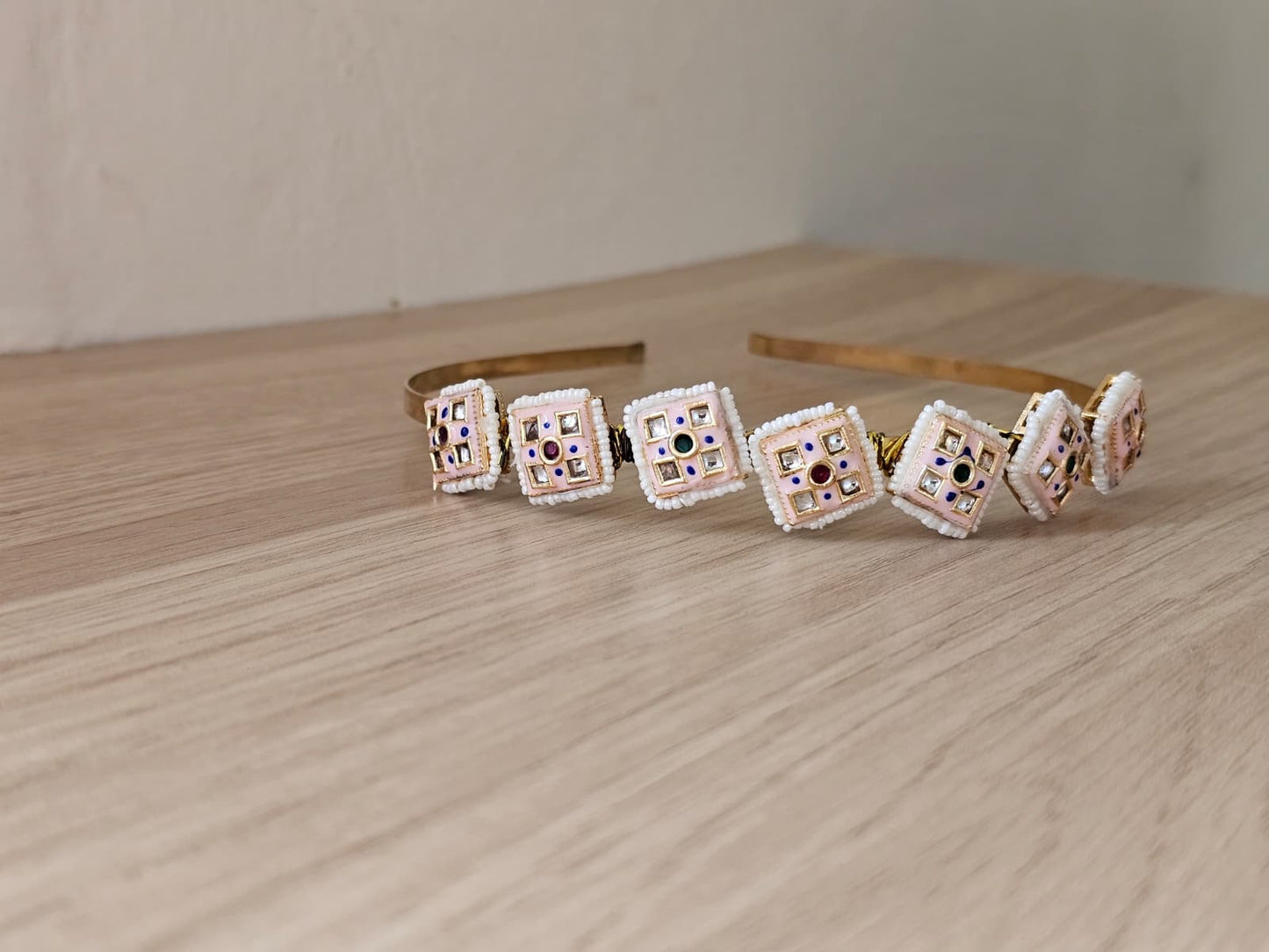 Simply Sajavat Floral Kundan Hairband | Hand-Finished Crystal Flower Headband | Gold-Tone Festive Accessory