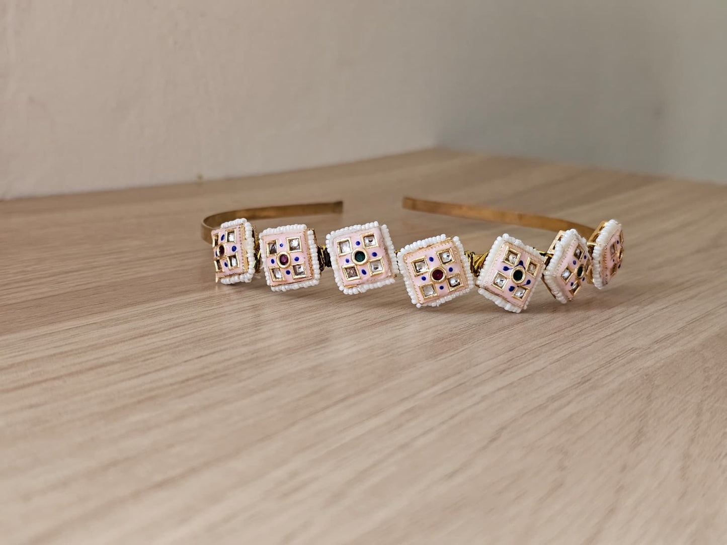 Simply Sajavat Floral Kundan Hairband | Hand-Finished Crystal Flower Headband | Gold-Tone Festive Accessory