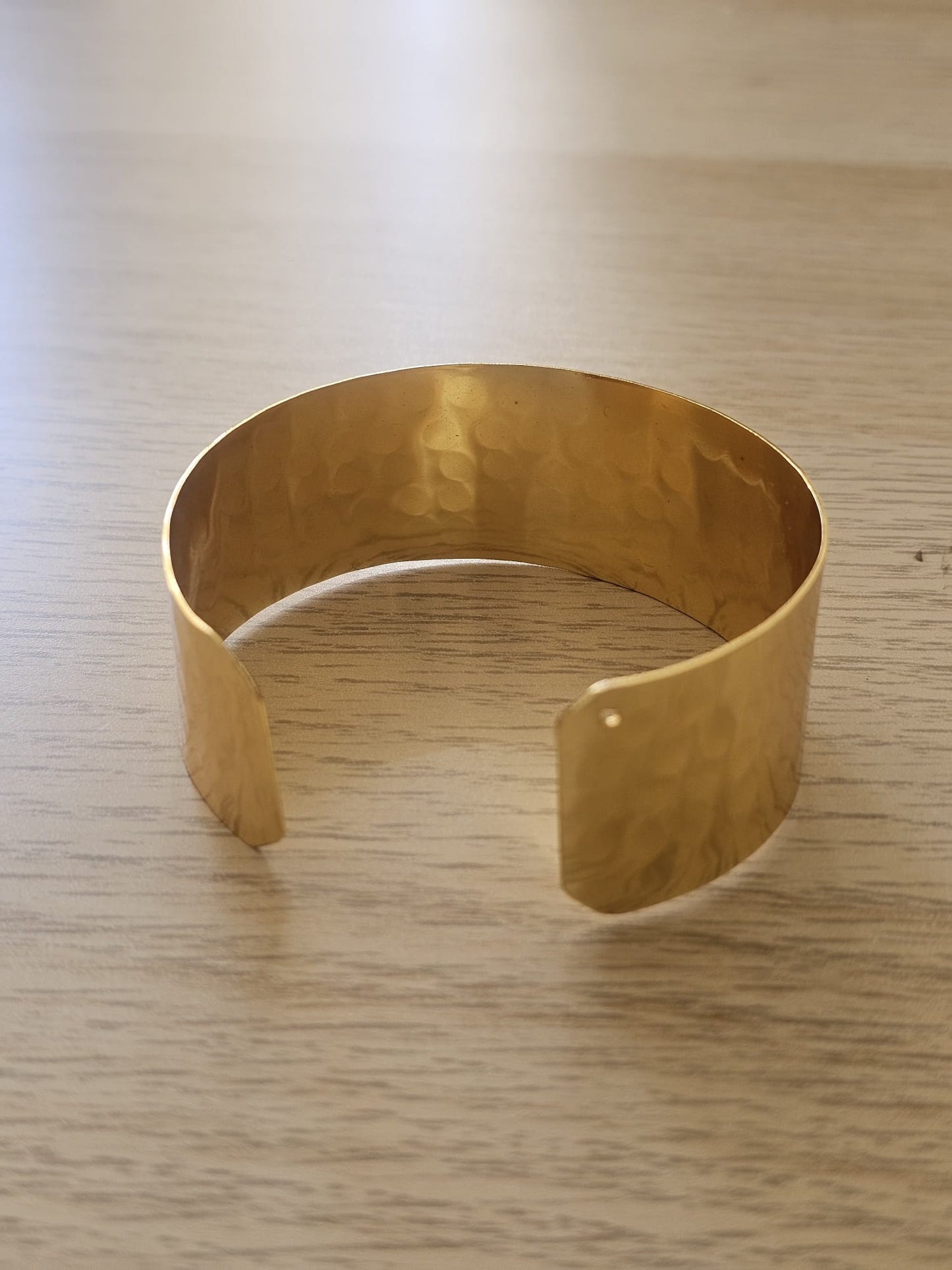 Tez Hammered Indian Brass Cuff – Hand-Finished Wide Statement Bangle