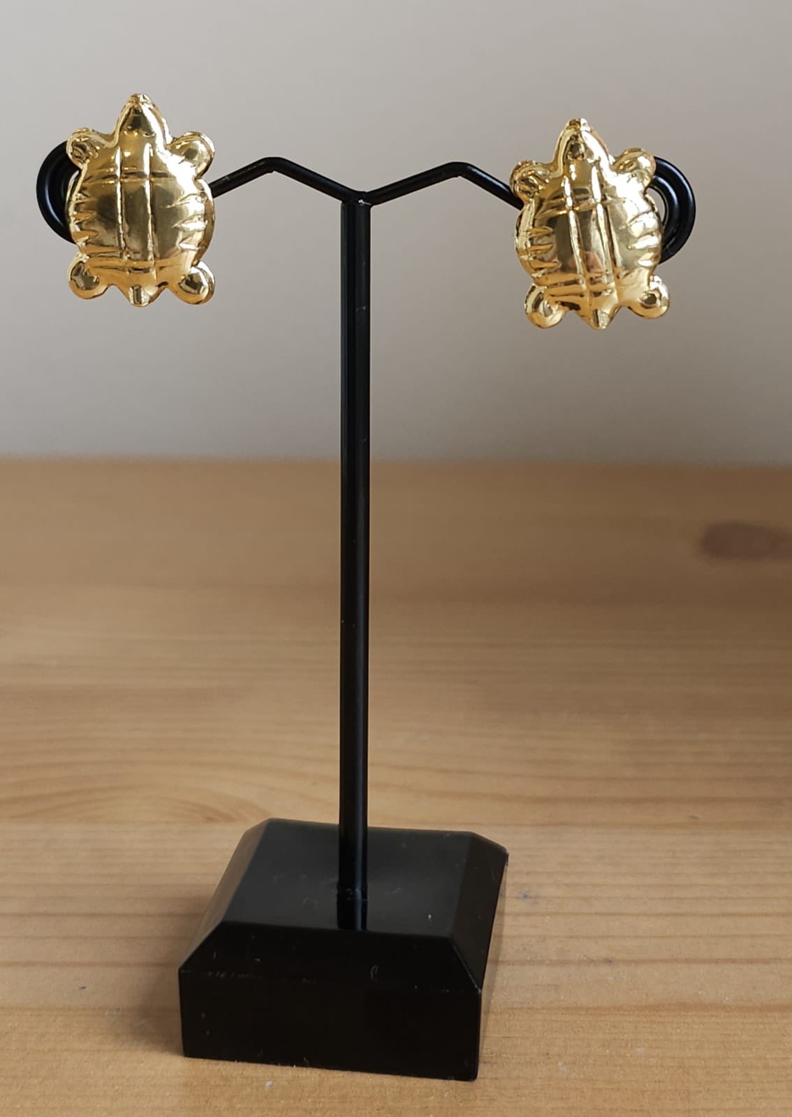 Golden Tortoise Brass Ear Studs