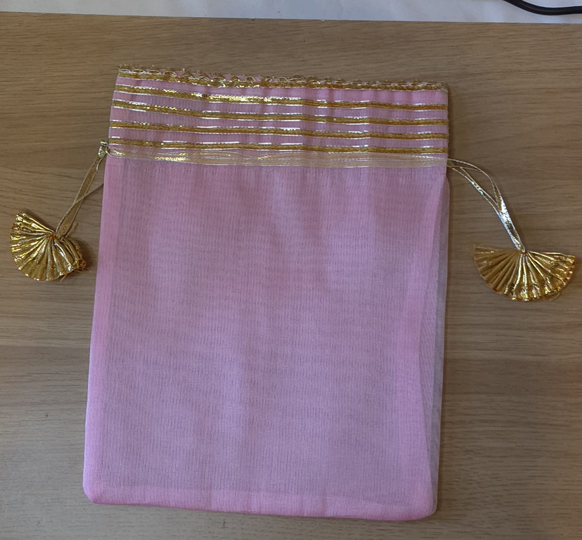Traditional Gold Gota Patti Drawstring Gift Pouch | Festive Potli Gift Bag | Simply Sajavat Manchester