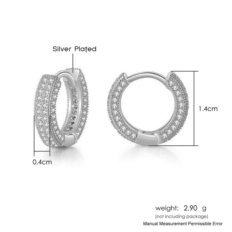 Iced Out Silver Hoop Earrings | Anti-Tarnish CZ Micro Pave Hip Hop Bling | Simply Sajavat