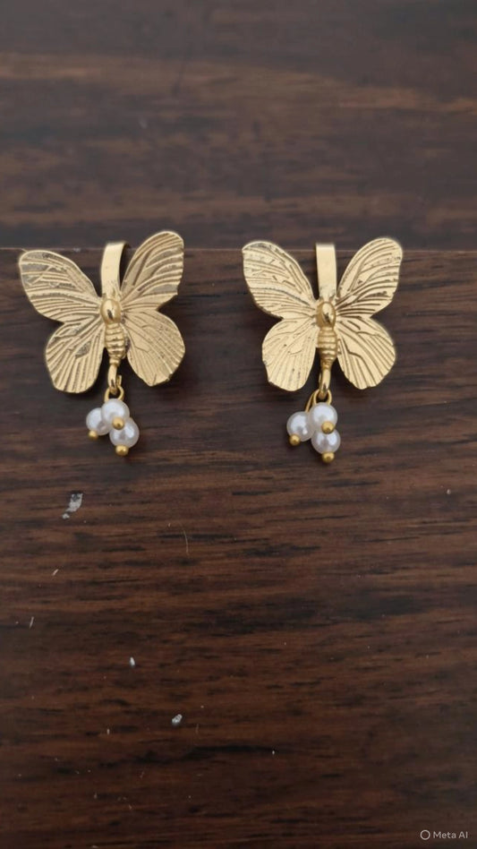Butterfly Buggati StudsHandcrafted Brass Butterfly Buggati Studs | Statement Insect Motif Earrings
