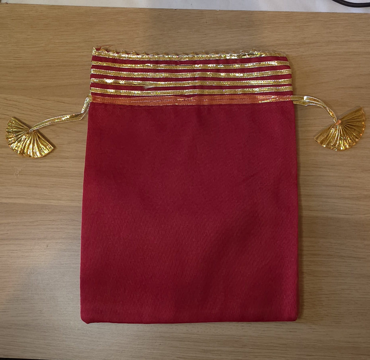 Traditional Gold Gota Patti Drawstring Gift Pouch | Festive Potli Gift Bag | Simply Sajavat Manchester