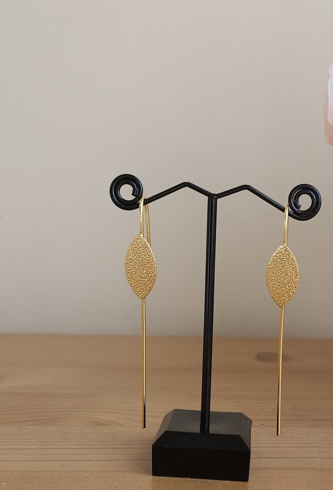 Golden Brass Textured Leaf Ear Cuffs | Solid Metal Organic Wrap Earrings | Simply Sajavat Manchester