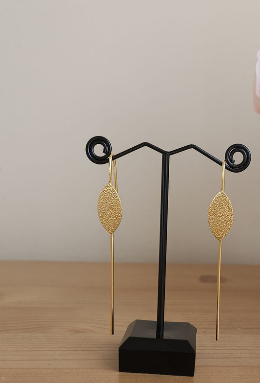 Golden Brass Textured Leaf Ear Cuffs