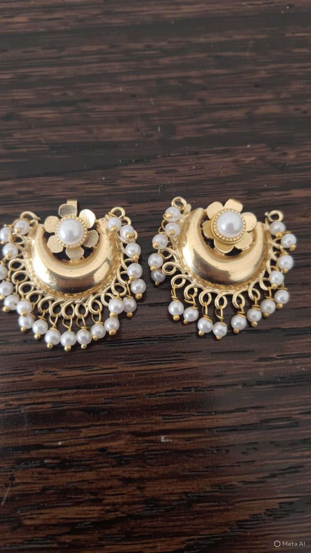 Bugatti Pearl Studs. Handcrafted Brass Bugatti Pearl Studs | Statement Fan Drop Earrings.