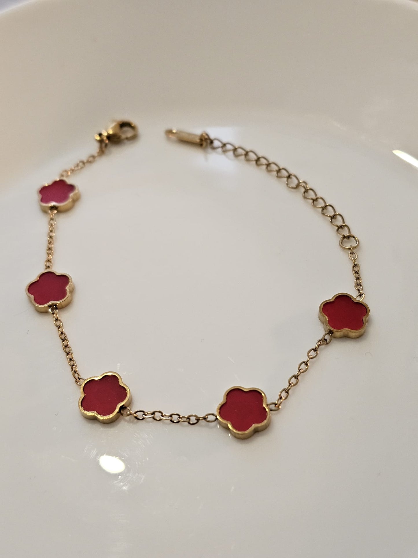 Eternal Clover Charm Bracelet | Choice of Romantic Red or Sweet Pink