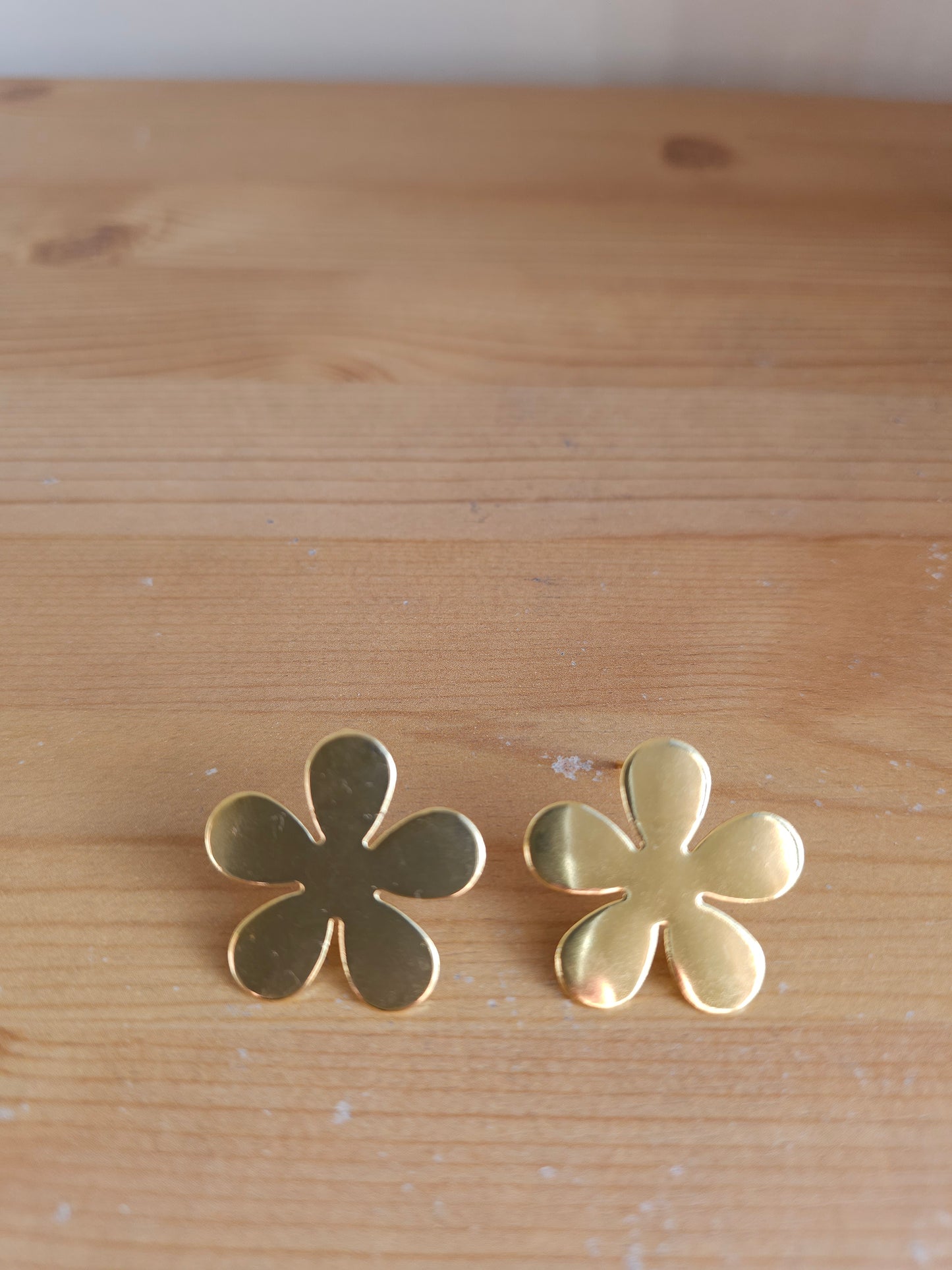 Golden Brass Flower Stud Earrings