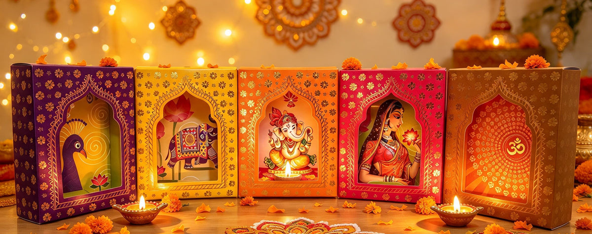 Decorative Jharokha Festive Gift Box Set of 5 | Traditional Indian Sweets & Favor Boxes | Simply Sajavat Manchester