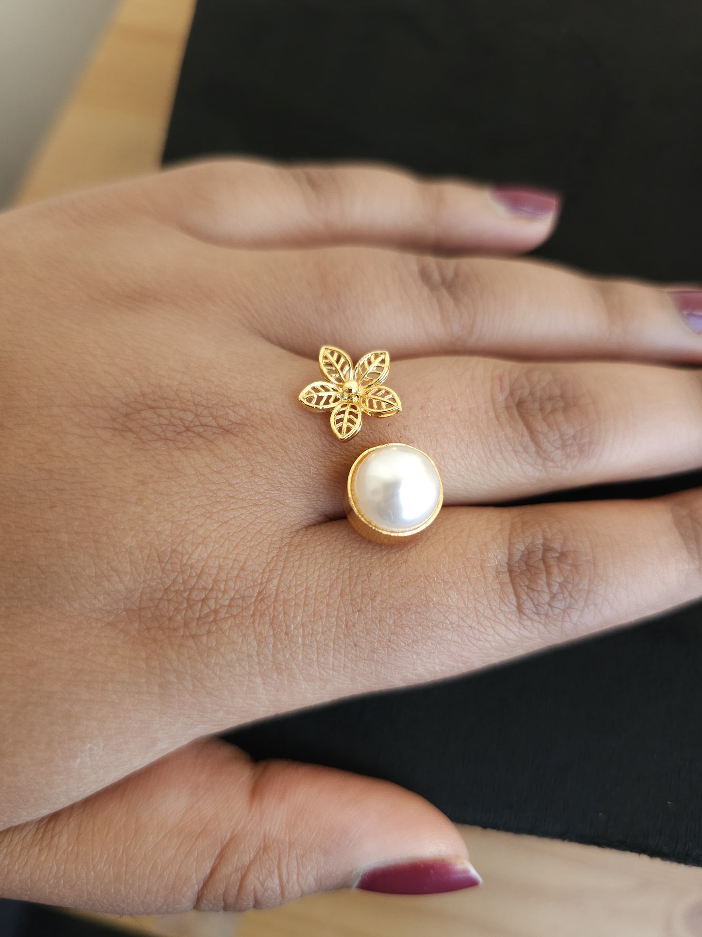 Golden Brass Bar Double Finger Ring | Solid Metal Geometric Statement Ring | Simply Sajavat Manchester