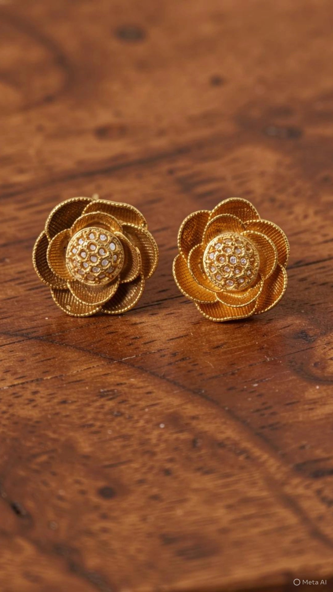 Floral Earrings Handcrafted Brass Rose Ear Studs | Filigree Floral Statement Earrings