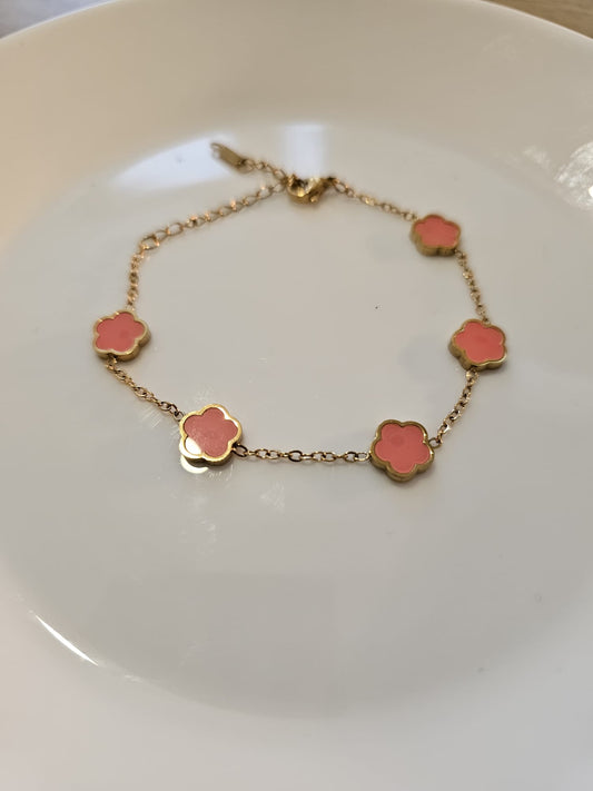 Eternal Clover Charm Bracelet | Choice of Romantic Red or Sweet Pink