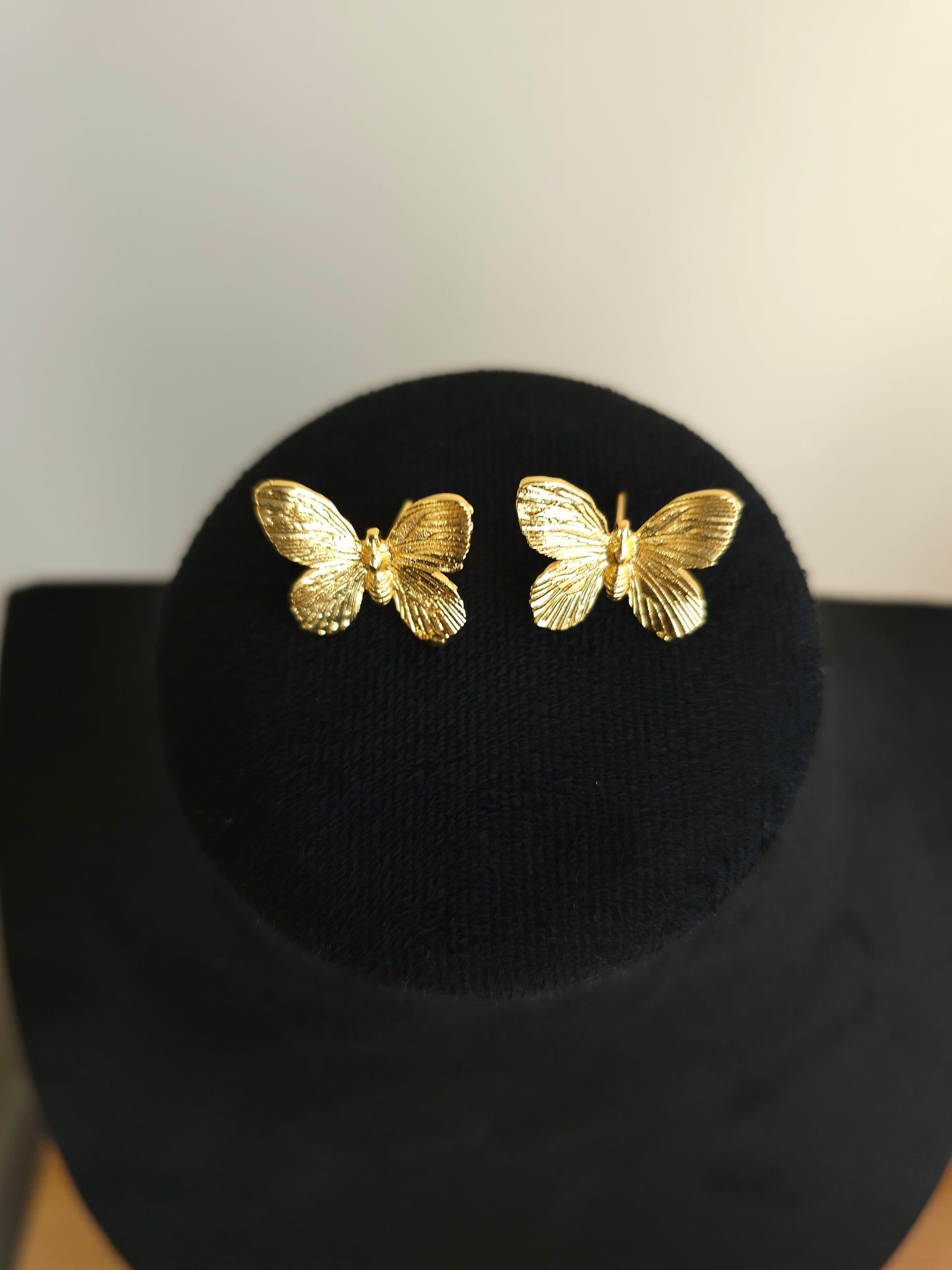 Golden Brass Butterfly Studs | Solid Metal Sculptural Earrings | Simply Sajavat Manchester